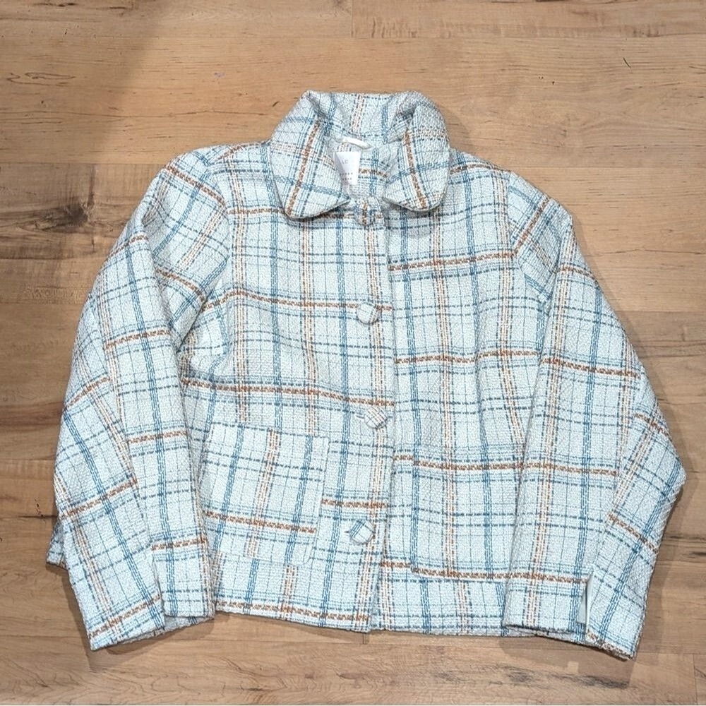 Preppy Quiet Luxury Plaid Tweet Jacket LC Lauren Conrad 0x Crop Blazer